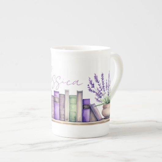 Aangepaste boekenplank Bone China Mok (Voorkant rechts)