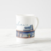 Aangepaste boekenplank Bone China Mok (Voorkant rechts)