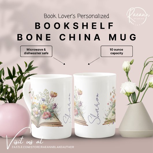 Aangepaste boekenplank Bone China Mok