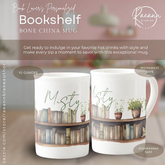 Aangepaste boekenplank Bone China Mok