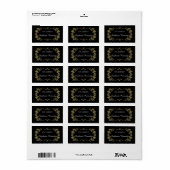 Aangepaste boekenplaten | Goud bloemig Lijst op zw Etiket (Full Sheet)