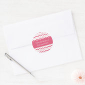 Aangepaste boekenplaten | roze Chevron strepen Ronde Sticker (Envelop)