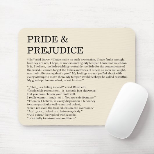 Aangepaste boeking Jane Austen Eenvoudige tekst Muismat (Met muis)