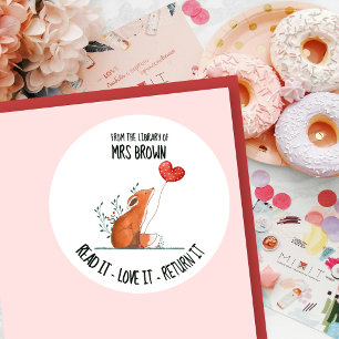 Aangepaste Boekplaat met Mooie Vos Op Maat Gemaa Ronde Sticker