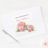 Aangepaste Boekplaten - Rozen Waterverven Vierkante Sticker (Envelop)