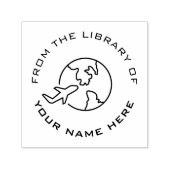 Aangepaste boekstempel | Wereldreizigers Vliegtuig Zelfinktende Stempel (Design)