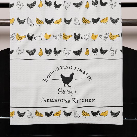 Aangepaste boerderij keuken kip patroon theedoek