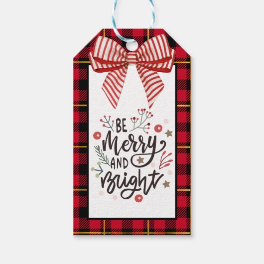 Aangepaste Boerderij Rood Zwart Buffalo Check Plai Cadeaulabel (Voorkant)