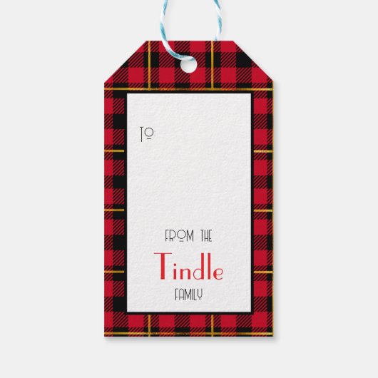 Aangepaste Boerderij Rood Zwart Buffalo Check Plai Cadeaulabel (Achterkant)