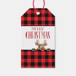 Aangepaste Boerderij Rood Zwart Buffalo Check Plai Cadeaulabel