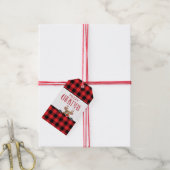 Aangepaste Boerderij Rood Zwart Buffalo Check Plai Cadeaulabel (Met Touw)