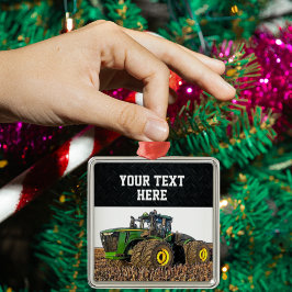 Aangepaste Boerderij Tractor apparatuur Kerst gron Metalen Ornament