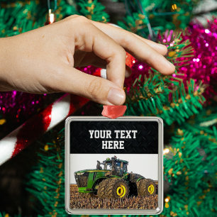 Aangepaste Boerderij Tractor apparatuur Kerst gron Metalen Ornament