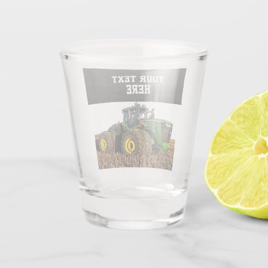 Aangepaste Boerderij tractorapparatuur Man Cave Shot Glas (Achterkant)