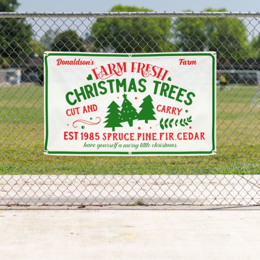 Aangepaste boerderij verse kerstbomen te koop spandoek (Insitu)