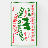 Aangepaste boerderij verse kerstbomen te koop spandoek (Verticaal)