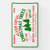 Aangepaste boerderij verse kerstbomen te koop spandoek (Verticaal)
