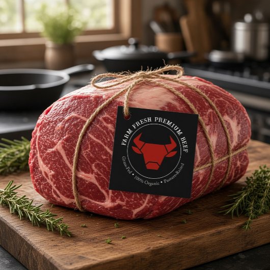 Aangepaste boerderij verse premium rundervlees zak bedankjes labels