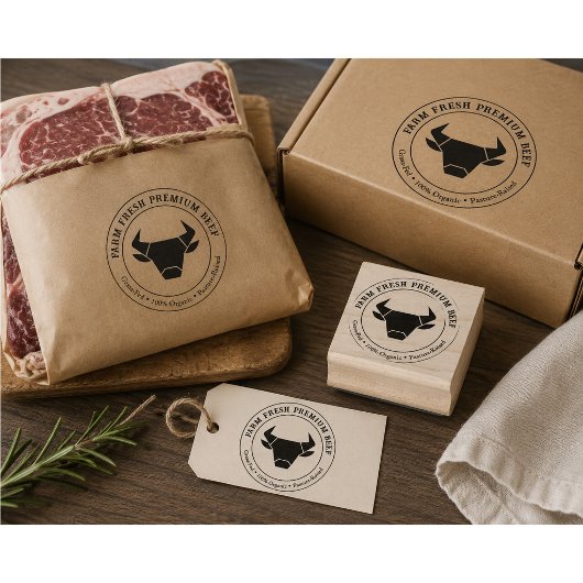 Aangepaste boerderij verse premium rundvlees biolo rubberstempel