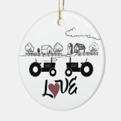 Aangepaste Boerderij voor tractoren met paar kerst Keramisch Ornament (Links)