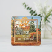 Aangepaste Boerderij Waterverf Happy Thanksgiving Feestdagenkaart (Staand voorkant)