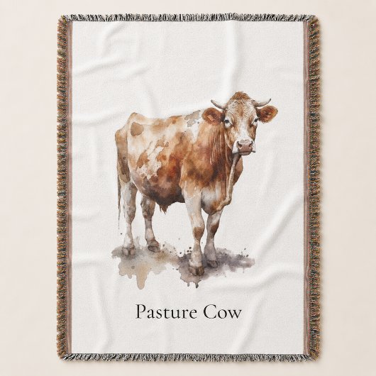 Aangepaste boerderij weide koe aquarel schilderij deken