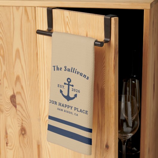 Aangepaste boerderijmonogram Haver Anker Theedoek (Derde Gevouwen)