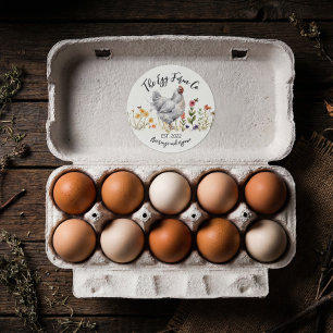 Aangepaste boerderijsticker Watercolor Kip Hen Log Ronde Sticker