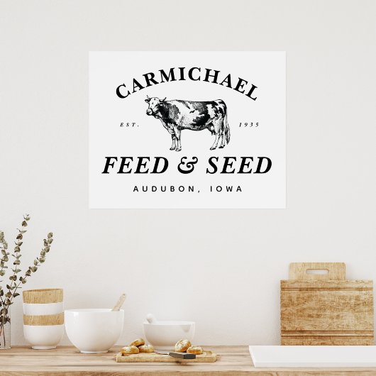 Aangepaste  boerderijstijl Voeder- en Zaaigoed-Pos Poster (Keuken)