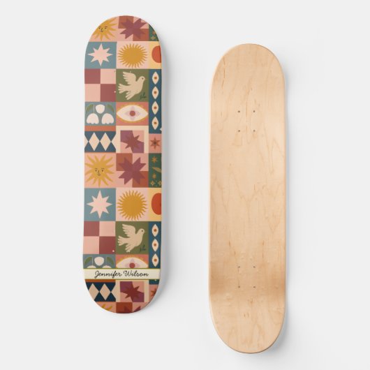 Aangepaste Boheemse Hemelse Patchwork Mystiek Persoonlijk Skateboard (Voorkant)