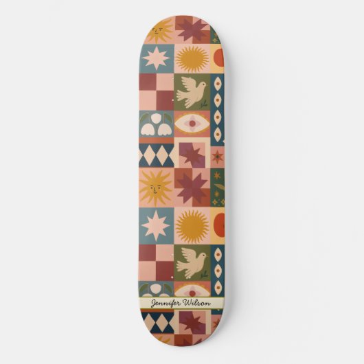 Aangepaste Boheemse Hemelse Patchwork Mystiek Persoonlijk Skateboard (Voorkant)
