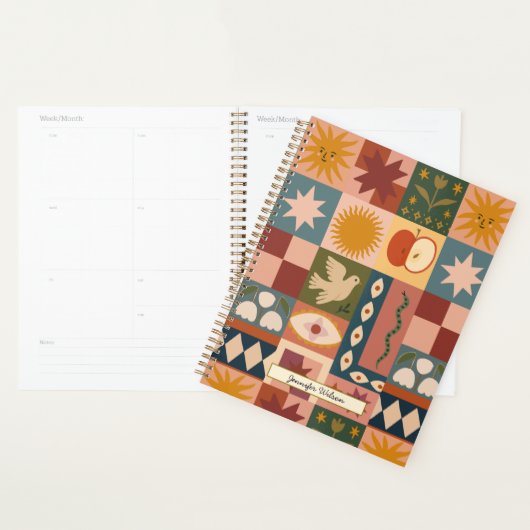 Aangepaste Boheemse Hemelse Patchwork Mystiek Planner (Display)