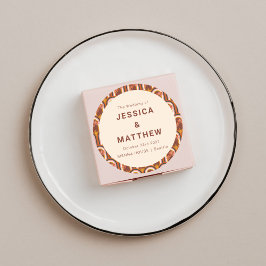 Aangepaste Boheemse Herfst Terracotta Bloemenbruil Ronde Sticker