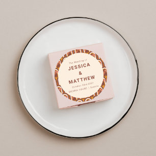 Aangepaste Boheemse Herfst Terracotta Bloemenbruil Ronde Sticker