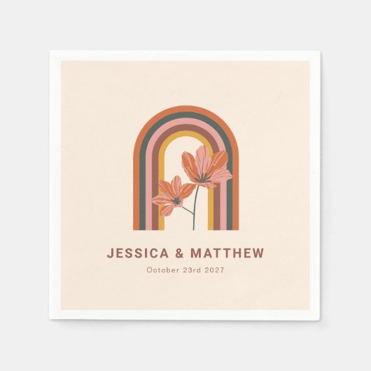 Aangepaste Boheemse Herfst Terracotta Bloemenbruil Servet (Voorkant)