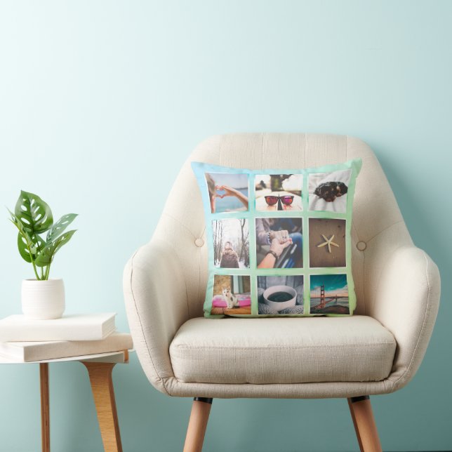 Aangepaste Boho 9 Photo Collage Instagram Pillow Kussen (Stoel)