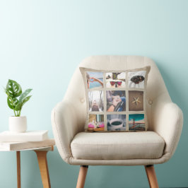 Aangepaste Boho 9 Photo Collage Instagram Pillow Kussen