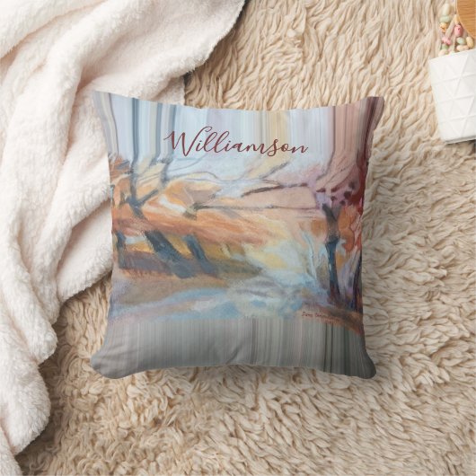 Aangepaste Boho Aquarel Herfstbomen Strepen Aards Kussen (Deken)