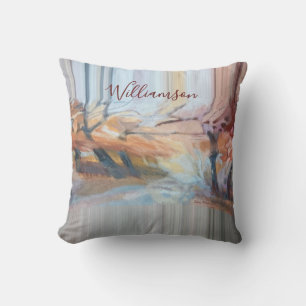 Aangepaste Boho Aquarel Herfstbomen Strepen Aards Kussen