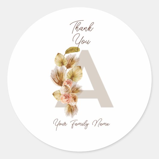 Aangepaste Boho-bedankkaartjes – Rustic bloemen-ca Ronde Sticker (Voorkant)