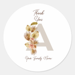 Aangepaste Boho-bedankkaartjes – Rustic bloemen-ca Ronde Sticker