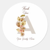 Aangepaste Boho bedanklabels – Rustic bloemengesch Ronde Sticker (Voorkant)