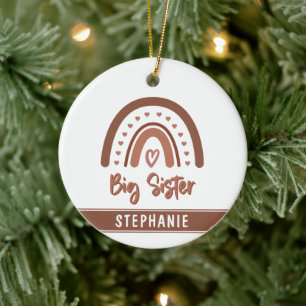 Aangepaste Boho Big Sister Rainbow Matching Siblin Keramisch Ornament