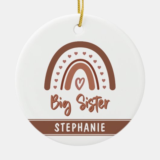 Aangepaste Boho Big Sister Rainbow Matching Siblin Keramisch Ornament (Voorkant)