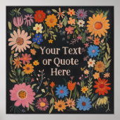 Aangepaste Boho Bloemen in Zwart - Quote of Naam t Poster (Voorkant)