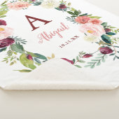 Aangepaste Boho Bloemenkrans Bourgogne Sherpa Deke Sherpa Deken (3/4)