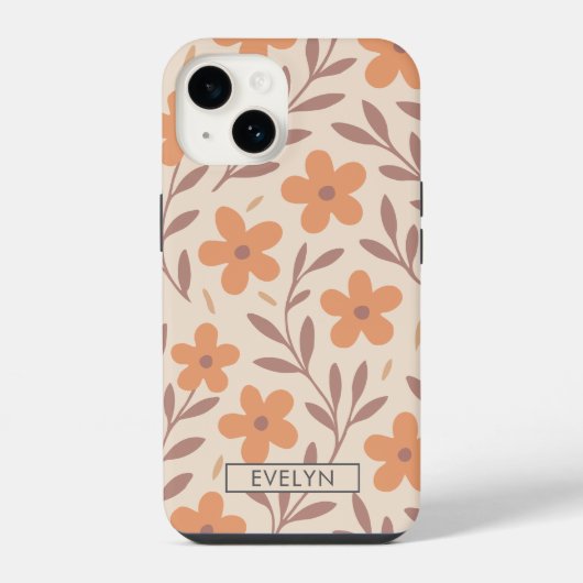 Aangepaste Boho Bloemige Delicate Perzik Crème Cut iPhone Hoesje (Achterkant)