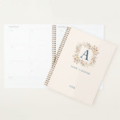 Aangepaste Boho Bloemige Monogram Beige Planner (Display)