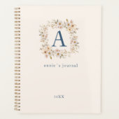 Aangepaste Boho Bloemige Monogram Beige Planner (Voorkant)