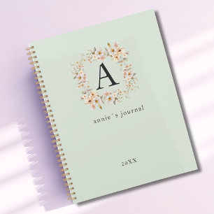 Aangepaste Boho Bloemige Monogram Groene Planner